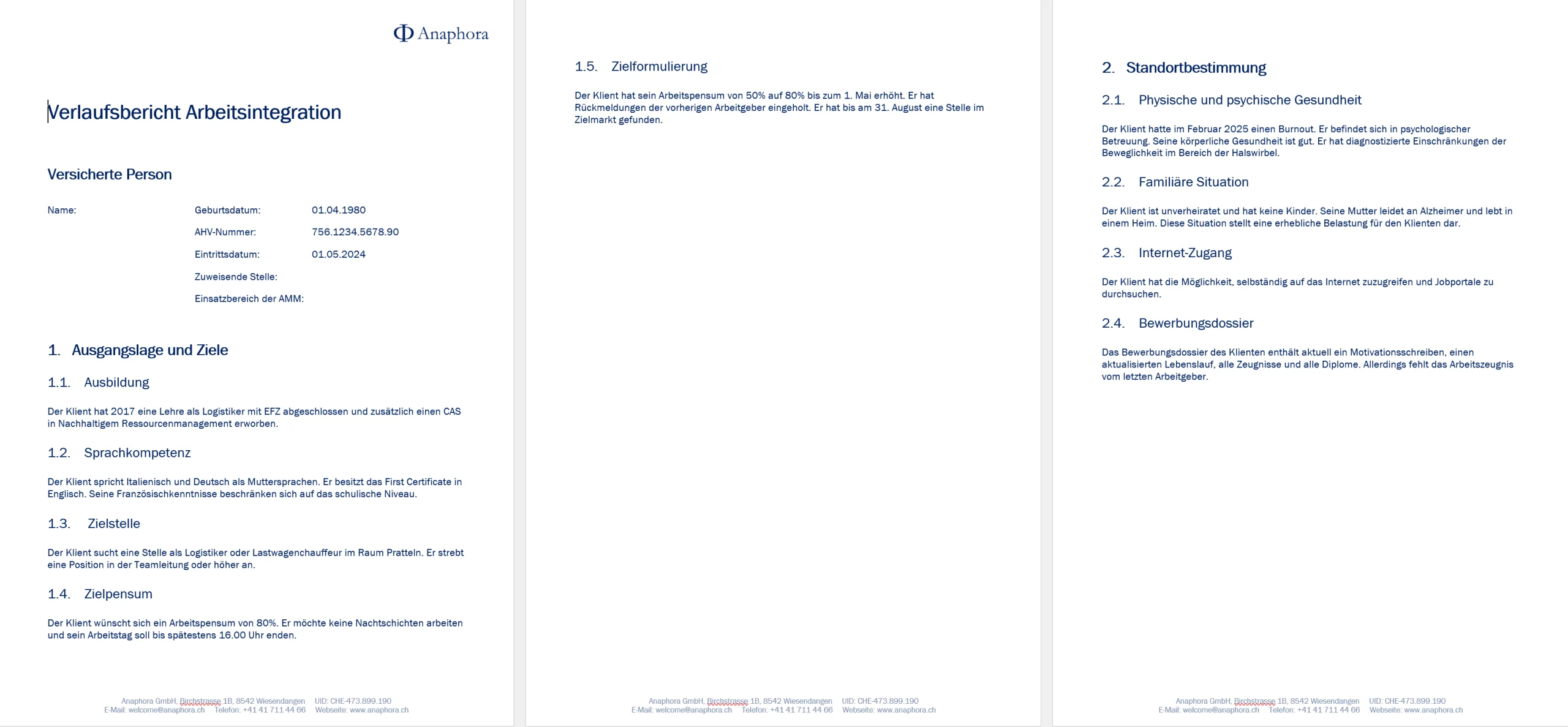 Funktionen Berichte-Assistent